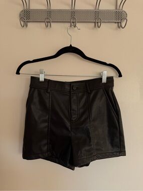 Black Faux Leather Women’s High-Waist Shorts